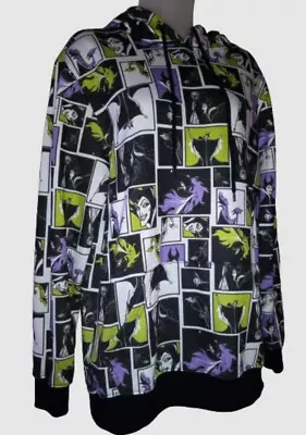 Disney Villains Maleficent All Over Graphic Print Hoodie Sweatshirt Halloween M  • $32