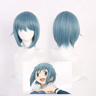 Puella Magi Madoka Magica Miki Sayaka Cosplay Wig Light Blue Short Party Hair • $19.99