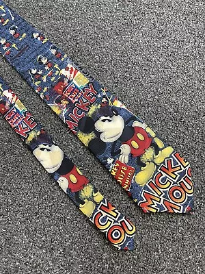 Mickey Mouse The Disney Store Necktie Mens Regular Size Blue Colorful Silk • $12.95