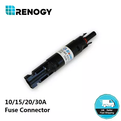 Renogy 10A 15A 20A 30A M&F In-Line Fuse Connector Solar Panel To Controller  • £11.99