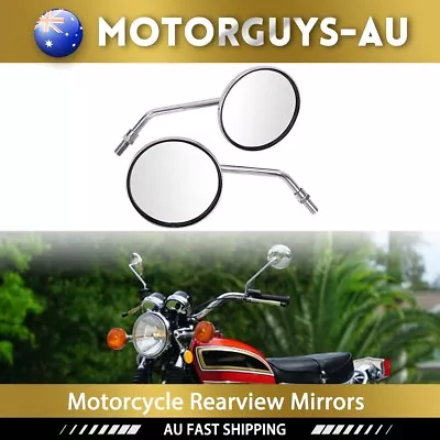 Chrome Round Motorcycle Side Mirrors 10mm For Honda Kawasaki Suzuki Universal AU • $15.28