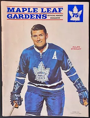 1966 Maple Leaf Gardens Toronto NHL Program Leafs Vs NY Rangers Allan Stanley • $50