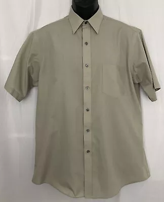 Towncraft Wrinkle Free Broadcloth Short Sleeve Dress Shirt Brown Size 16 • $11