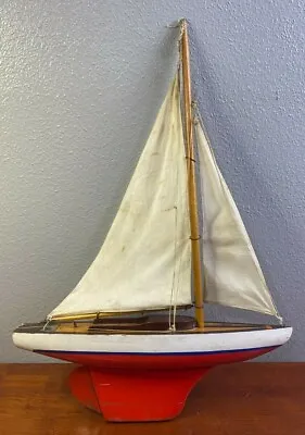 $199.99 • Buy Denmark Vintage Antique 20” Wood Pond Boat Yacht Sailboat Model C235