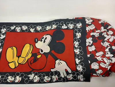 Vintage 90's Disney Mickey Mouse Fitted Twin Size Sheet & Pillow Case • $14.25