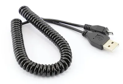 2m COILED USB 2.0 MICRO B DATA CHARGER CABLE  • £3.39