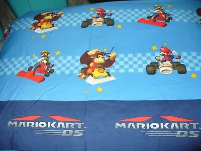 Nintendo Super Mario Bros Kart DS Twin Size Flat Sheet Excellent Condition • $11.99