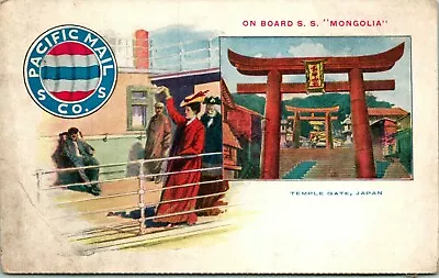 Vtg Postcard Pacific Mail Steam Ship Co On Board S.S. Mongolia Japan Temple Gate • $10.75