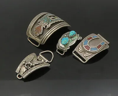 ZUNI NAVAJO 925 Silver - Vintage Turquoise Lot Single Watch Bands - TR3145 • $181.15