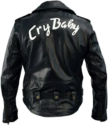 Johnny Depp Wade Walker Cry Baby Motorcycle Brando Black Leather Jacket • $94.99