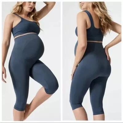 Blanqi Everyday Belly Support Crop Maternity Leggings Gray Size Medium • £24.12