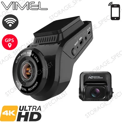 $196 • Buy Vimel Dual Dash Camera 4K GPS WIFI Wireless Car Taxi Security Cam Truck Dashcam