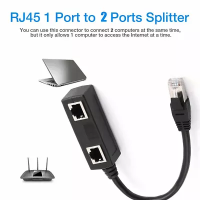 RJ45 Splitter Adapter 1 To 2 Ways CAT 7 6 5 LAN Ethernet Cable Connector • $6.79