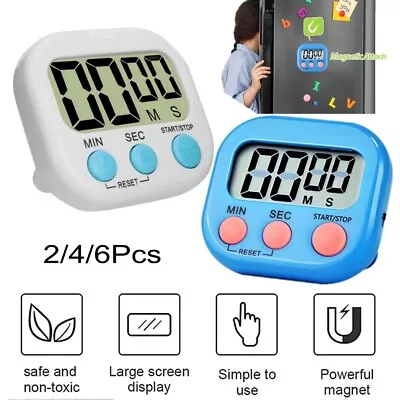 2/4/6X Magnetic LCD Digital Kitchen Cooking Timer Count Down Up Clock Loud Alarm • $9.99