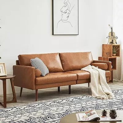 Faux Leather Sofa Couch Mid-Century 73 Inch 3 Seater Leather Couch • $368.99