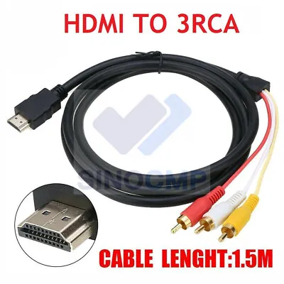 $2.50 • Buy 59' 1080p HDMI Male To 3 RCA Video Audio Cable Cord Adapter Accessory AV TV HDTV