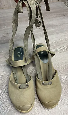 J Jill Womens Espadrille Sandals Tie At Ankle Brown Size 9 Or 10 • $16