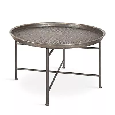 Mahdavi Bohochic Hammered Metal Tray Coffee Table Brushed Silver • $188.76