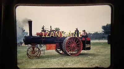 AN17 VINTAGE 35mm SLIDE TRANSPARENCY Photo MEN RIDING STEAM ENGINE TRACTOR • $4.04
