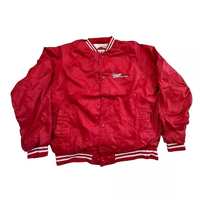 Vintage Miller High Life Beer Bomber Jacket Size XL Red Nylon • $20