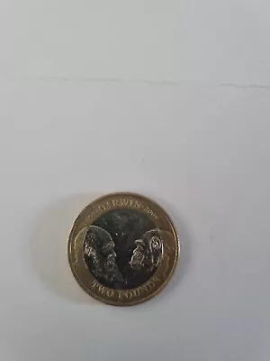 Charles Darwin 1809 2009 Anniversary £2 Two Pound Coin = From Circulation • £2.20
