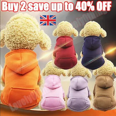 UK Dog Hoodie Sweater Jumper Coat Pet Warm Clothes Puppy Apparel Hooded Jacket. • £4.99