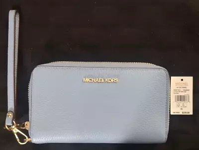 Michael Kors Jet Set Large Flat Multifunction Phone Case/Wallet - Lt Blue - New • $65