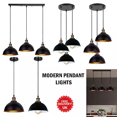 Industrial Suspended Ceiling Pendant Light Fitting Retro Metal Curvy Hanging E27 • £45.51