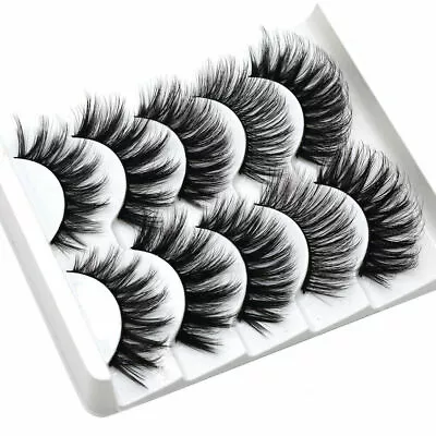 5 Pair🔥3D Mink🔥False Eyelashes🔥Wispy Cross Long Thick Soft Fake Eye Lashes UK • £2.98