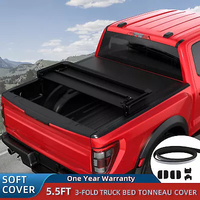 5.5ft 3FOLD Soft Truck Bed Tonneau Cover For Ford F-150 2015-2023 Super Crew Cab • $131.90