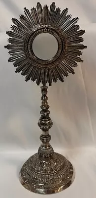 Large Silver Antique Monstrance Two Part Radiant Top Circa 1900 • $1550