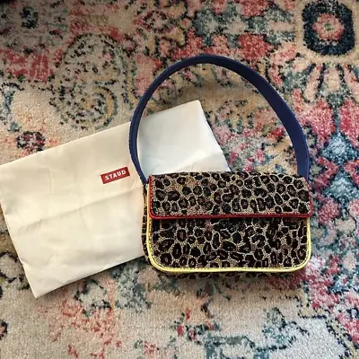 $280 • Buy Staud Tommy Shoulder Bag Beaded Leopard Print