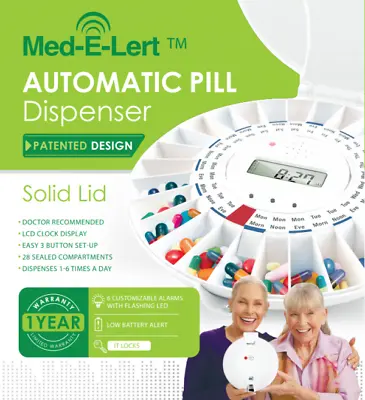 OPEN BOX-Med-E-Lert™ Premium Automatic Pill Dispenser W/ WHITE LID • $25