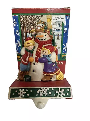 Mary Engelbreit Cast Iron Christmas Stocking Holder Children W/ Snowman Midwest • $34.50