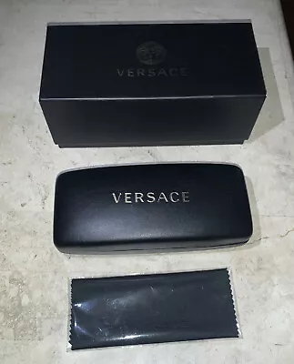 VERSACE EYEGLASSES SUNGLASSES Medium BLACK HARD CASE W/GIFT BOX • $17.95