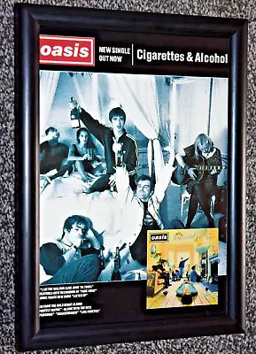 OASIS Band Framed A4 1994 Cigs And Alcohol SINGLE Original Promo ART Poster • £13.99