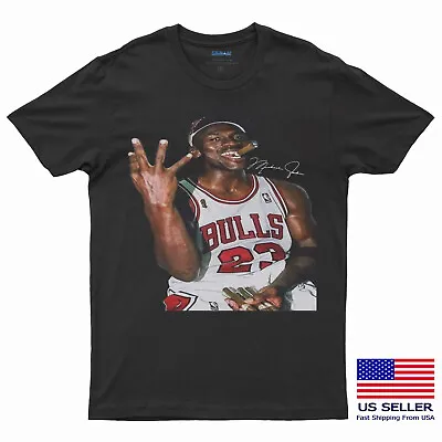 New Michael Jordan Smoking Cigar Signature Basketball Shirt Retro 90s T-Shirt • $15.88