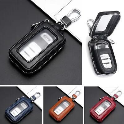 Leather Car Remote Key Fob Chain Zipper Wallet Holder Bags Case Cover Universal • $9.75
