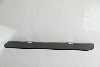 Wall Mounted Black Glass Shelf With Various Chrome Supports - Curved Edge • £10.89