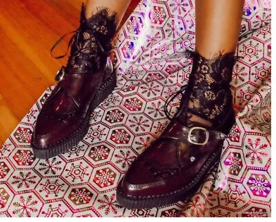 T.U.K.Women's Anarchic Creeper Burgundy Leather Platform Punk Shoes Bnwb Sz 6 • £59.99