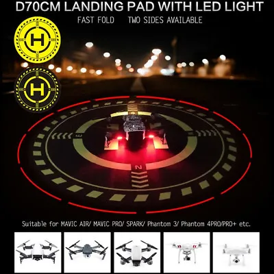 $32.99 • Buy 70cm LED Drone Launch Pad Landing Pad Mat Helipad Dronepad For DJI Mavic Phantom