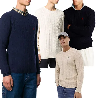 Ralph Lauren Polo Mens Knitted Crew Neck Jumpers Long Sleeve Pullovers Winter • £34.99