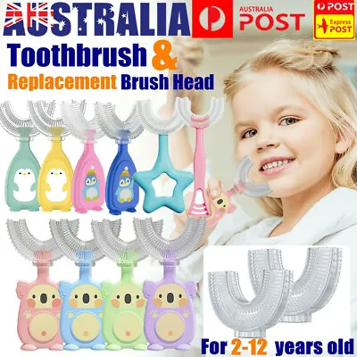 $9.99 • Buy Children U-shaped 360° Silicone Toothbrush&Brush Head Cleaning Kids Oral Teeth
