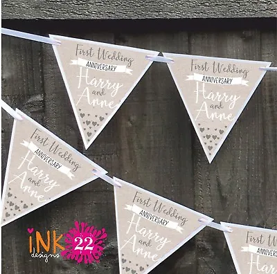 £4.97 • Buy Personalised First 1st Wedding Anniversary Party Decoration Banner Bunting