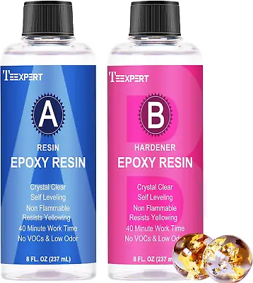 Epoxy Resin Kit 16Oz Self-Leveling Crystal Clear & Bubble-Free Epoxy Resin Co • $15.27