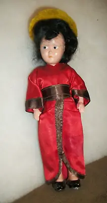 Vintage Oriental Hard Plastic Girl Doll. Head & Arms Move. 1940's -50's • $3.99