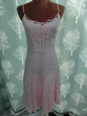 Pretty Pink Linen Tara Jarmon Dress Size 38 (uk10)  - See Listing For Size Guide • £10