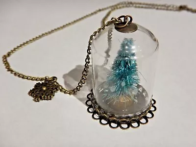 $9.99 • Buy CHRISTMAS TREE TERRARIUM BOTTLE NECKLACE Bell Jar Glass Pine Xmas Pendant 4H