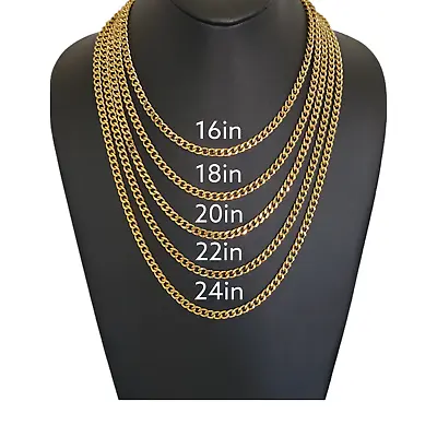 Stainless Steel Gold Plated Cuban Chain Necklace 5mm Unisex Hip Hop Jewelry Men • $3.99