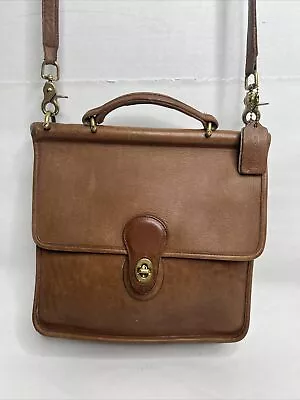 Vintage COACH WILLIS E5B-9927 Brown Leather Crossbody Bag Handbag USA Brass • $125